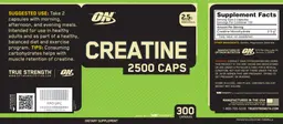 Label for Creatine 2500 Caps