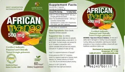Label for African Mango & Green Tea 500 mg
