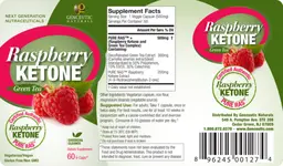 Label for Raspberry Ketone + Green Tea