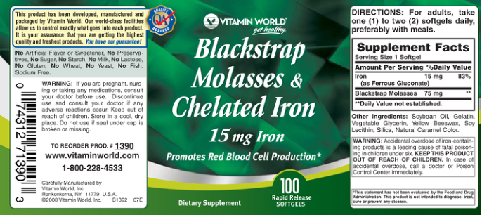 Label for Blackstrap Molasses & Chelated Iron