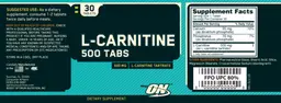 Label for L-Carnitine 500 Tabs
