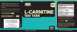 Label for L-Carnitine 500 Tabs
