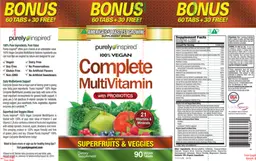 Label for 100% Vegan Complete MultiVitamin