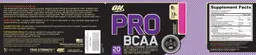 Label for Pro BCAA Raspberry Lemonade