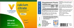 Label for Calcium Citrate 300 mg
