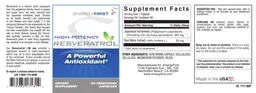 Label for High Potency Resveratrol