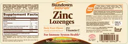 Label for Zinc Lozenges plus Vitamin C