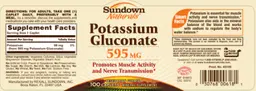 Label for Potassium Gluconate 595 mg