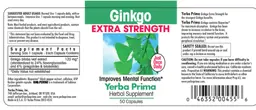 Label for Ginkgo Extra Strength