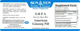 Label for American Ginseng Pill