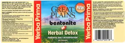 Label for Great Plains Bentonite + Herbal Detox