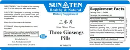 Label for Three Ginsengs Pills