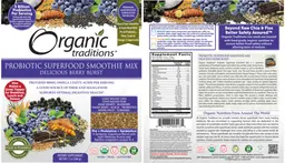 Label for Probiotic Superfood Smoothie Mix Delicious Berry Burst