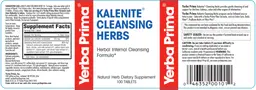 Label for Kalenite Cleansing Herbs