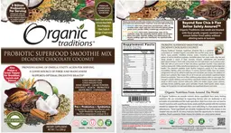 Label for Probiotic Superfood Smoothie Mix Decadent Chocolate Coconut