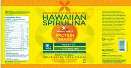 Label for Hawaiian Spirulina Natural Vanilla Protein Shake