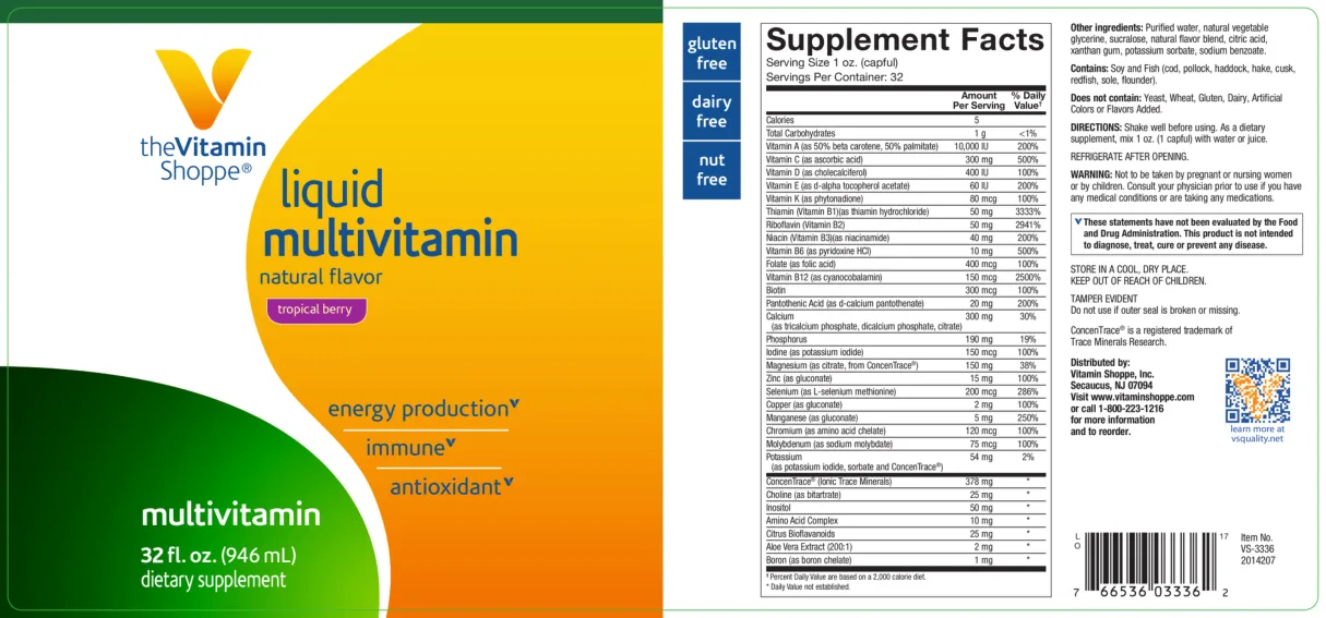 Label for Liquid Multivitamin Tropical Berry