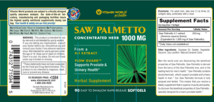 Label for Saw Palmetto