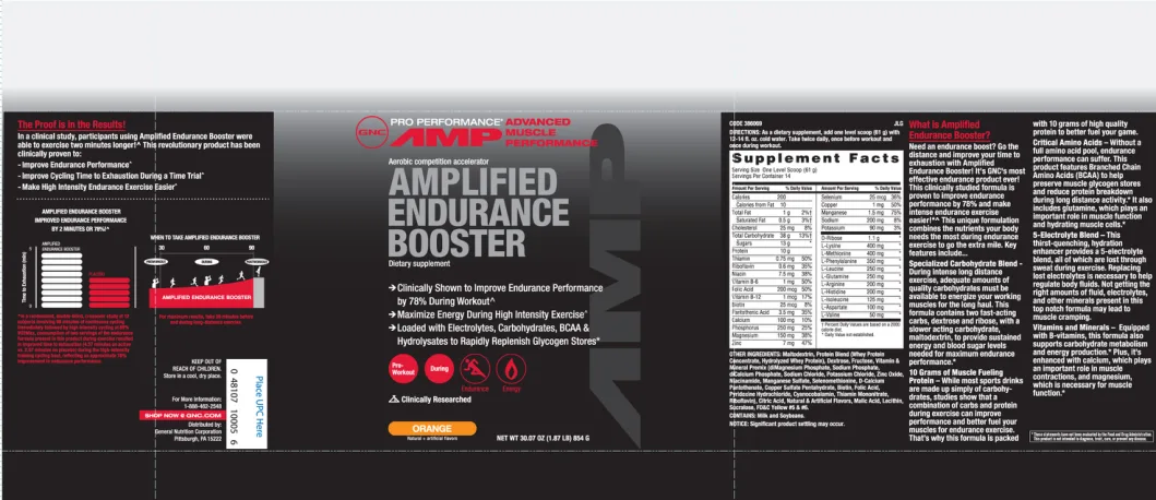 Label for Amplified Endurance Booster Orange