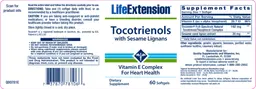 Label for Tocotrienols With Sesame Lignans