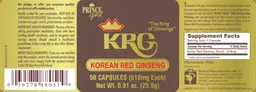 Label for KRG Korean Red Ginseng