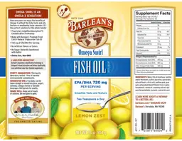 Label for Omega Swirl Fish Oil Lemon Zest