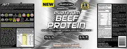 Label for Platinum 100% Beef Protein Cookies And Cream