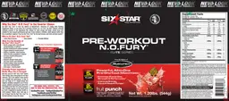 Label for Pre-Workout N.O. Fury Fruit Punch