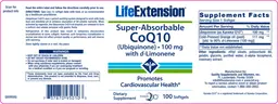 Label for Super-Absorbable CoQ10 (Ubiquinone) 100 mg With D-Limonene