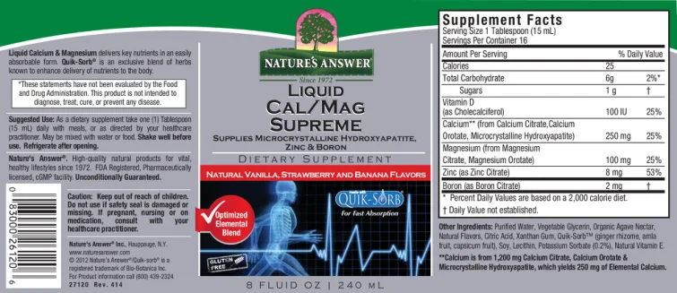 Label for Liquid Cal/Mag Supreme