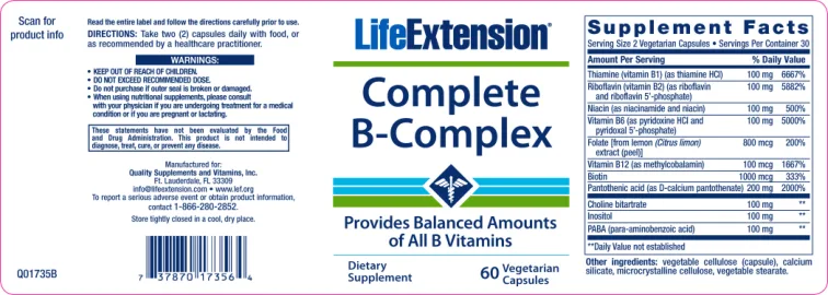 Label for Complete B-Complex