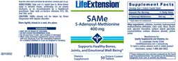 Label for SAMe S-Adenosyl-Methionine 400 mg