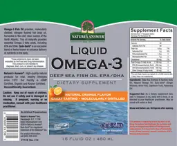 Label for Liquid Omega-3 Natural Orange Flavor