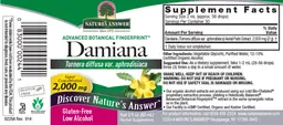 Label for Damiana 2,000 mg