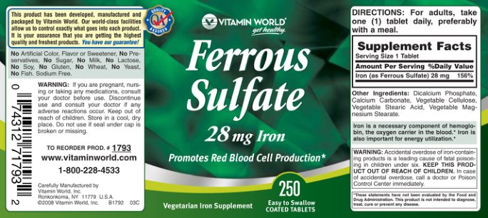 Ferrous Sulfate 28 mg Iron