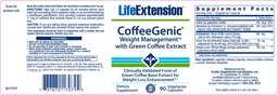 Label for CoffeeGenic Weight Management With Green Coffee Extract