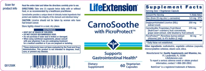 Label for CarnoSoothe With PicroProtect