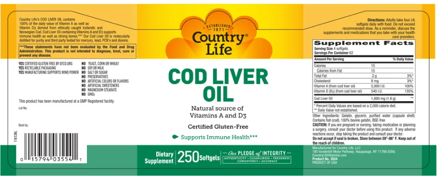 Label for Cod Liver Oil