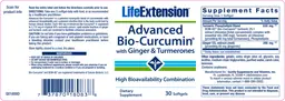 Label for Advanced Bio-Curcumin With Ginger & Turmerones