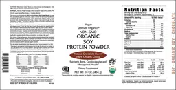 Label for Non-GMO Organic Soy Protein Powder Natural Chocolate Flavor