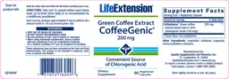 Label for Green Coffee Extract CoffeeGenic 200 mg