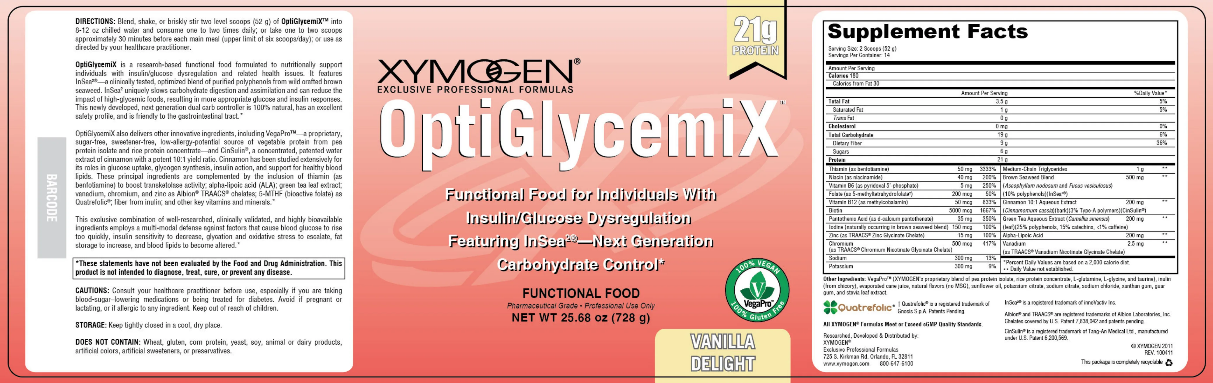 Label for OptiGlycemiX Vanilla Delight