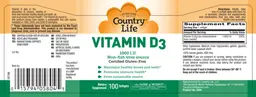 Label for Vitamin D3 1000 IU