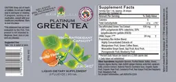 Label for Platinum Green Tea Orange Flavor