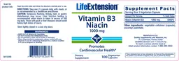 Label for Vitamin B3 Niacin 1000 mg