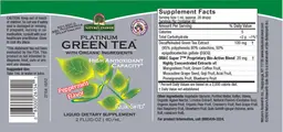Label for Platinum Green Tea Peppermint Flavor