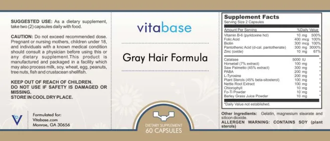 Label for Gray Hair Formula