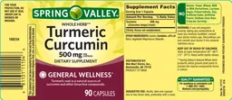 Label for Whole Herb Turmeric Curcumin 500 mg