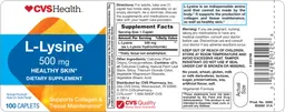 Label for L-Lysine 500 mg
