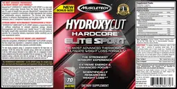 Label for Hydroxycut Hardcore Elite Sport